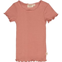 Wheat Rib T-Shirt Lace SS - Old Rose